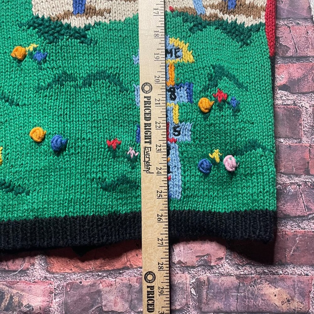 Vtg The Eagle's Eye Cardigan Sweater Hand Knit Teacher School Abcs 123s Sz XL - Picture 9 of 10